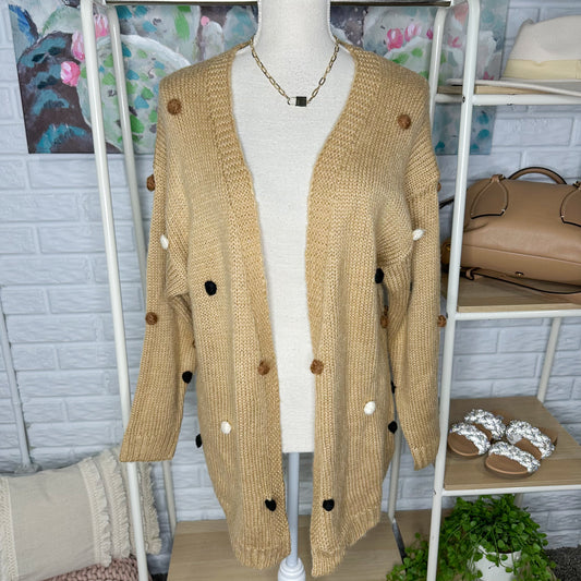 Bibi Tan Chunky Pom Pom Cardigan Size Medium