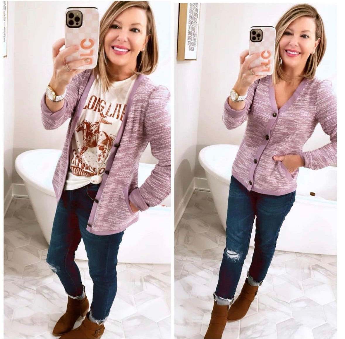 Maurice’s New Cropped Tweed Purple Cardigan (XS)