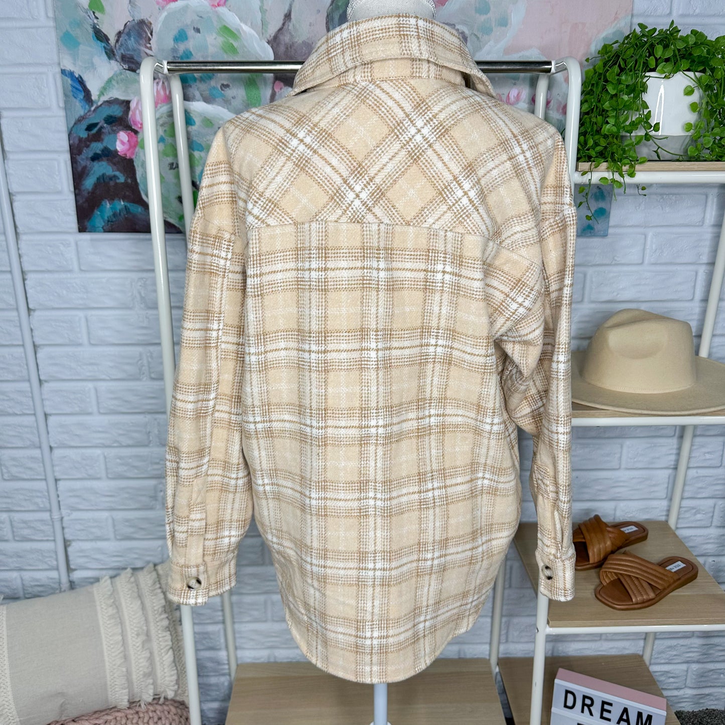 In Loom Tan Plaid Shacket Size Small