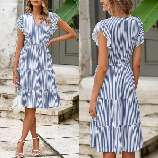 Glamaker New Blue Striped Dress (M)