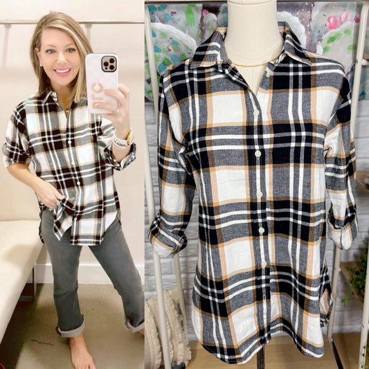 LOFT New Plaid Button Down Shirt (XS)