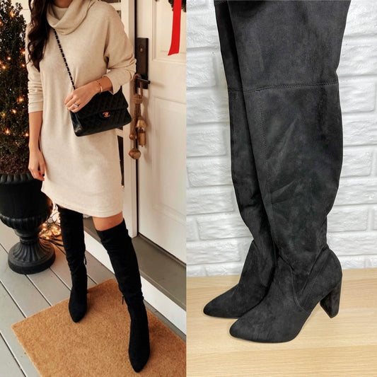 Scoop Black Suede Over The Knee Boots Size 9.5