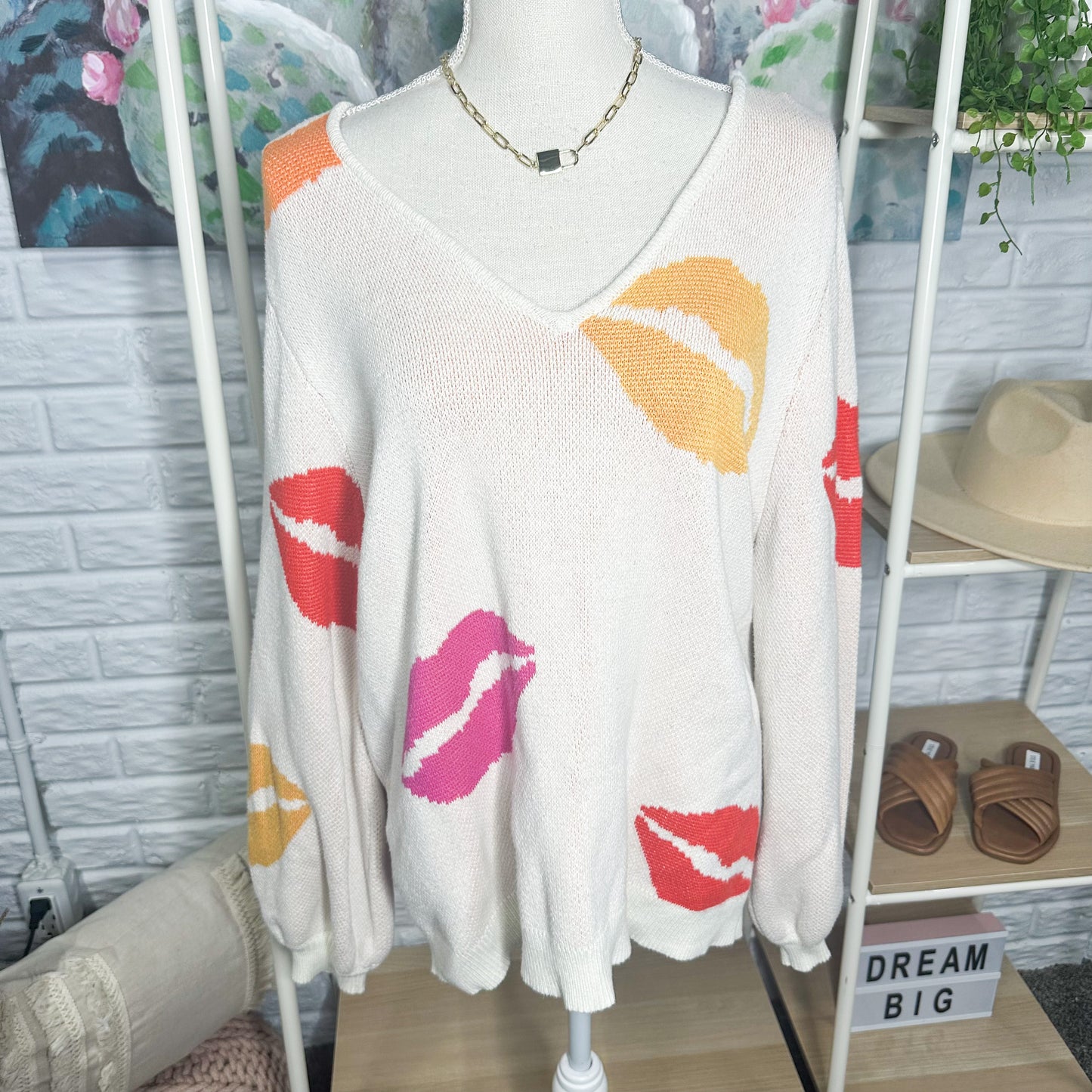 Andree By Unit Lips Graphic Sweater Size 1X