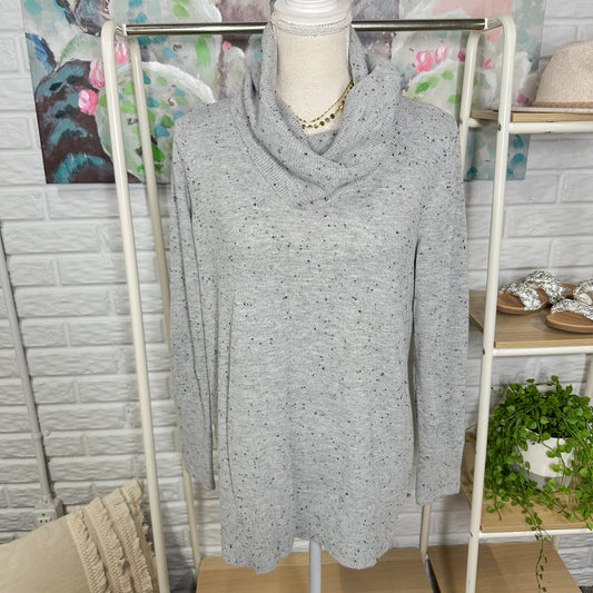 LOFT Grey Speckled Cowl Turtleneck Sweater (M)