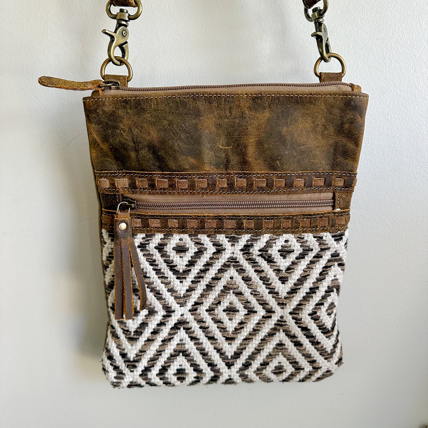 Myra Sand Weave Crossbody Bag