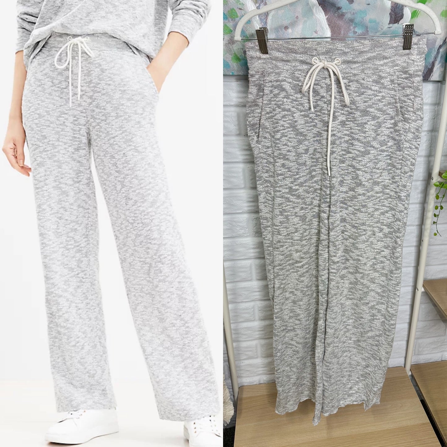 Lou & Grey Marble Wide Leg Sweatpants (XS)