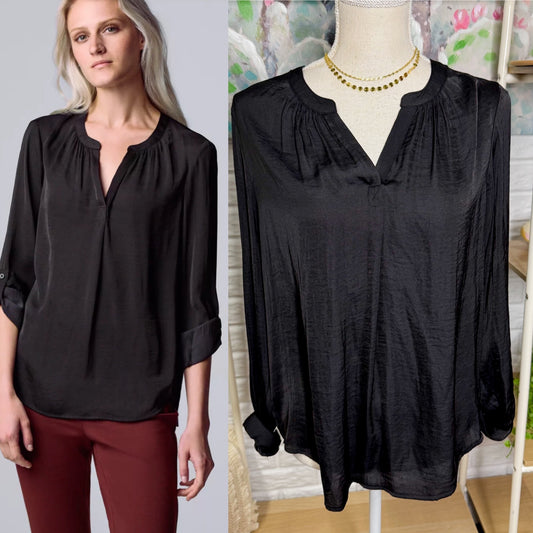 Simply Vera Vera Wang Black Satin Blouse (M)