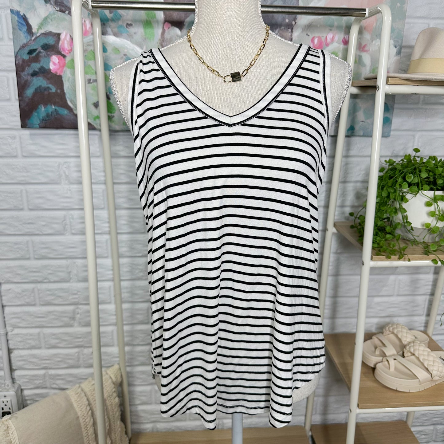 Evereve New Liv Tunic Tank Striped Size Small