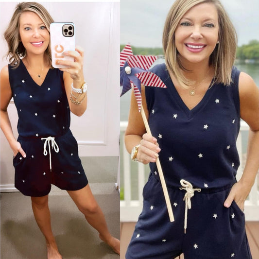 Lou & Grey Navy Star Romper (XS)