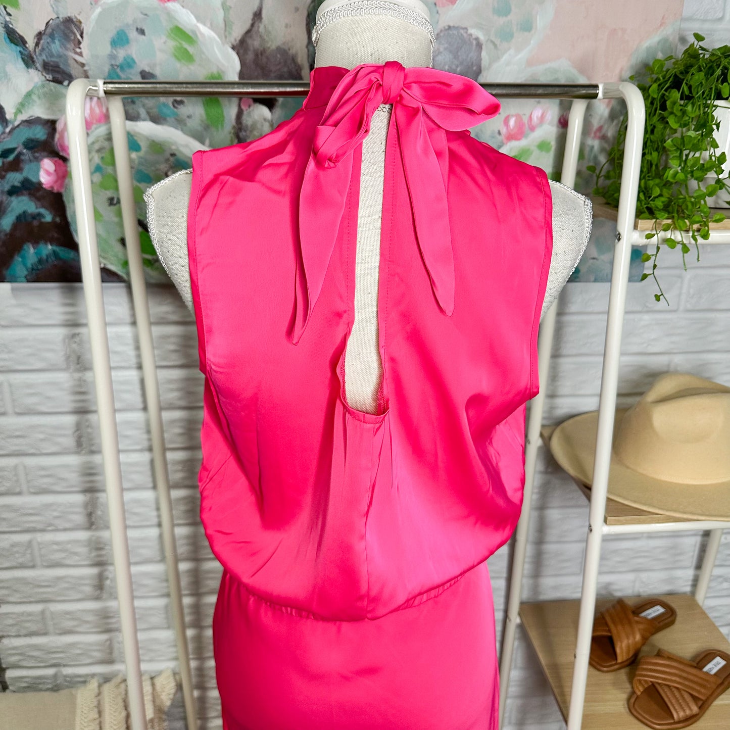 Prettygarden New Satin Sleeveless Midi Dress Size Large