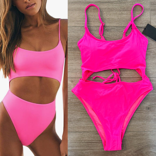 Meyeeka New Pink Cutout One Piece Swimsuit (M)