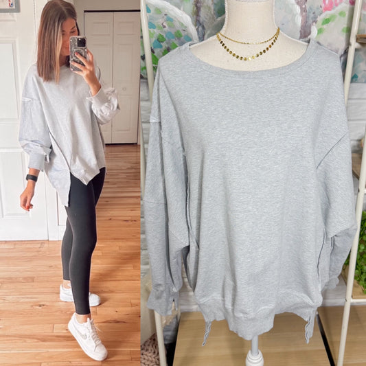 Shewin Grey Oversized Sweatshirt (XL)