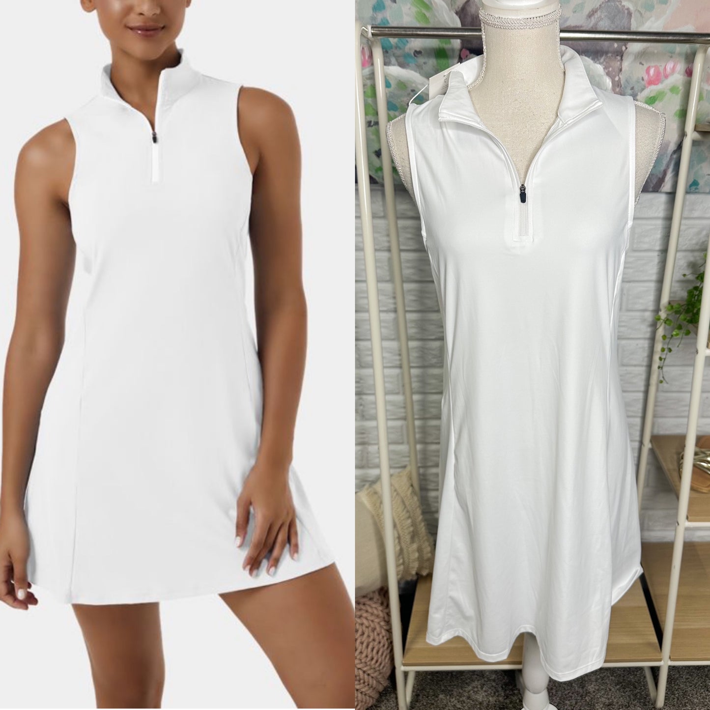 Halara New White Zipper Collar Golf Active Dress (L)