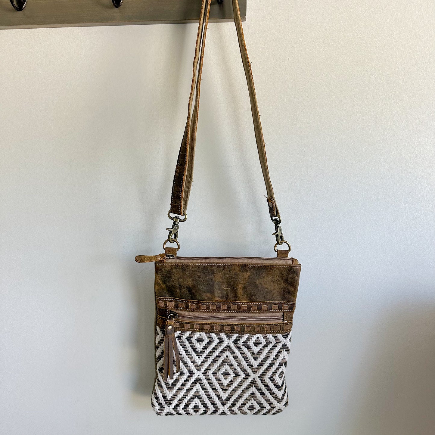 Myra Sand Weave Crossbody Bag