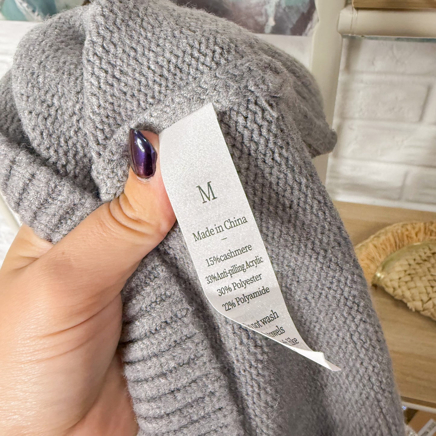 Prettygarden Gray Chunky Knit Sweater (M)