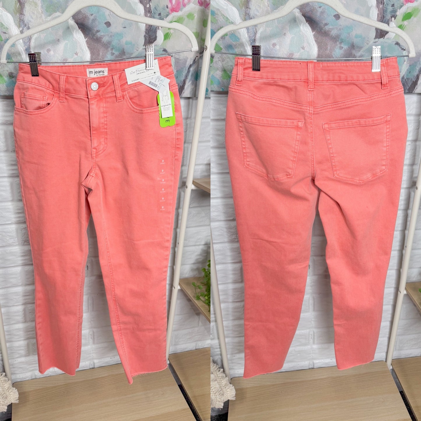 M Jeans New Slim Straight Coral Jeans (0 short)