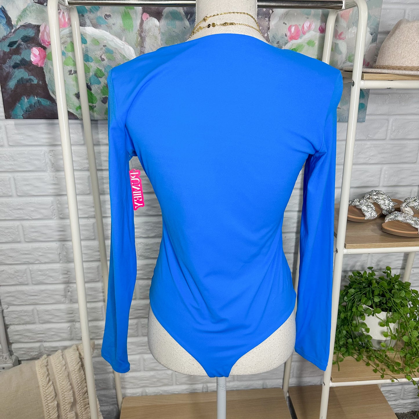 Pumiey New Blue Long Sleeve Bodysuit (L)