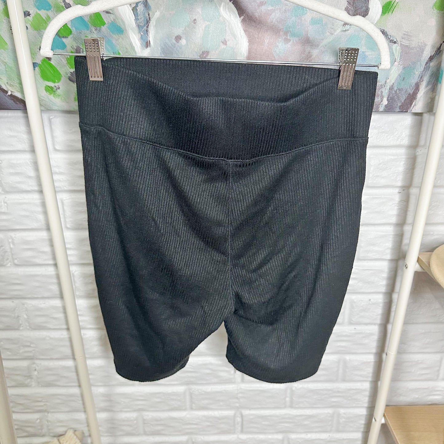 Rag & Bone New Black Ribbed Knit Stretch Bike Shorts Size Large