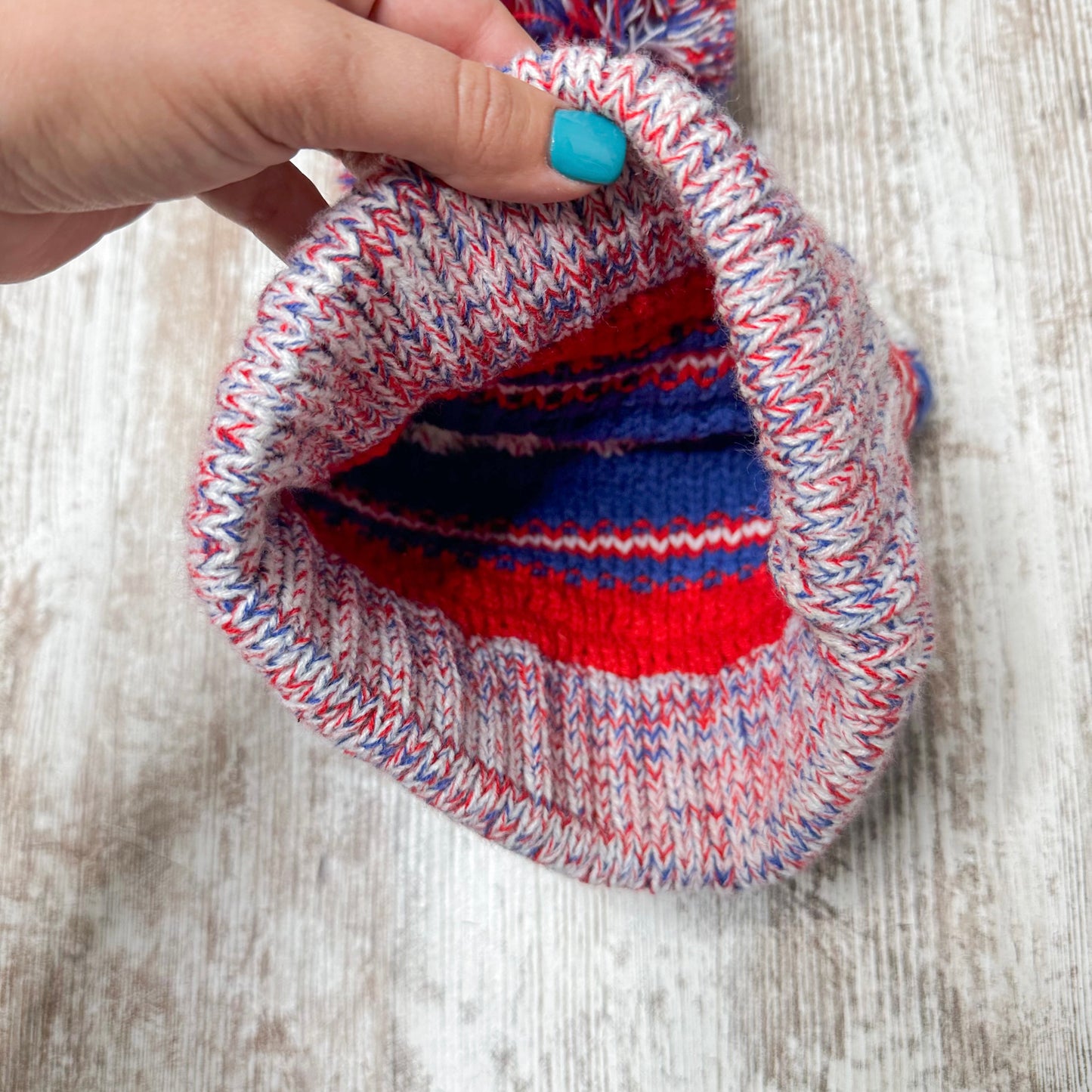 Red, White, & Blue Pom Beanie