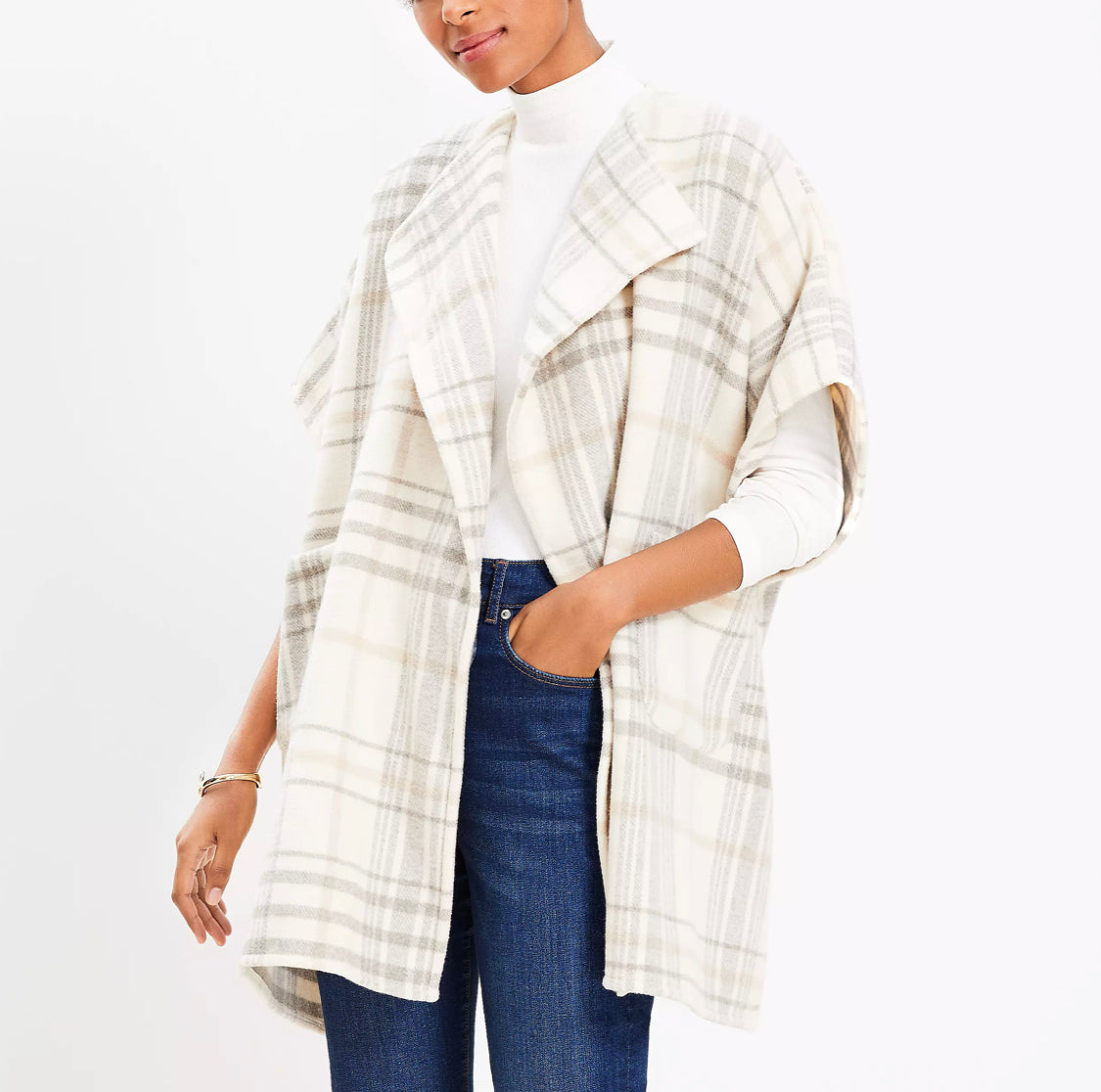 LOFT New Plaid Oversized Wrap (XS/S)