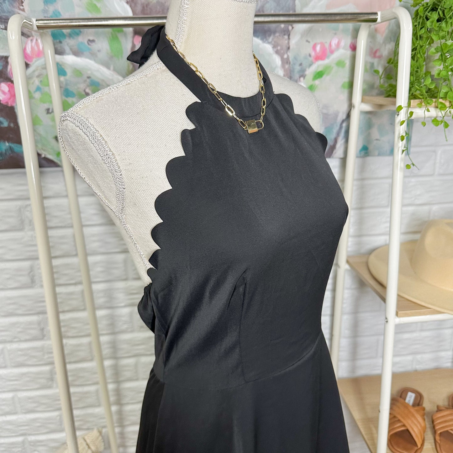 Cupshe New Black Scallop Mini Dress Size Medium