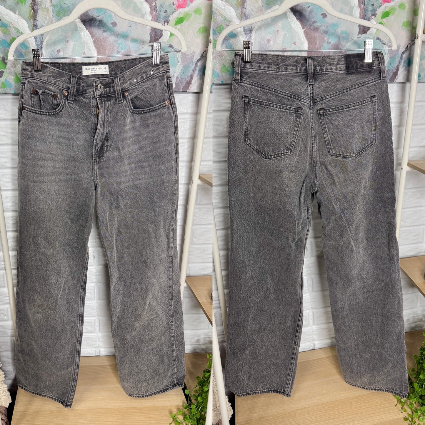 Abercrombie & Fitch High Rise Loose Jeans Faded Black (25/0)