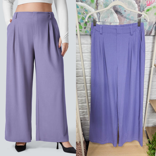 Halara New Purple Flex™ High Waisted Pocket Wide Leg Waffle Work Pants (M)