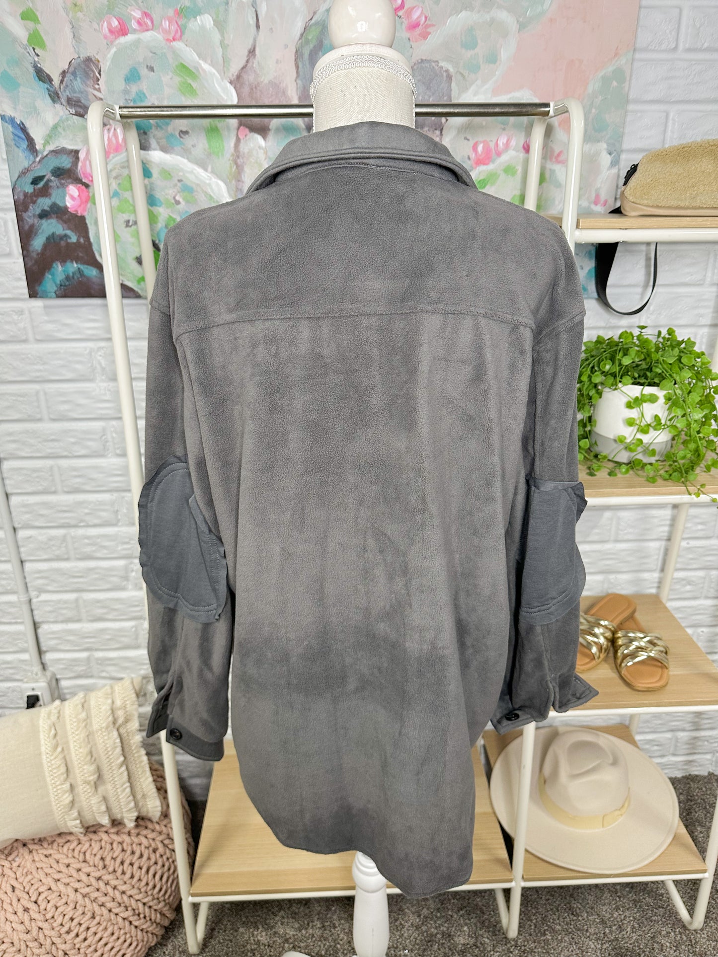 Charcoal Grey Button Down Shacket (L)