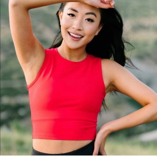 ZYIA Red High-Neck Stronger Cropped Tank (M)