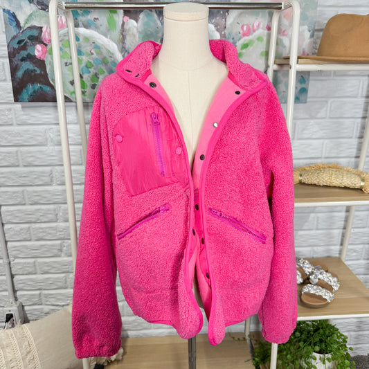 Pink Fleece Fuzzy Orange Jacket (L)