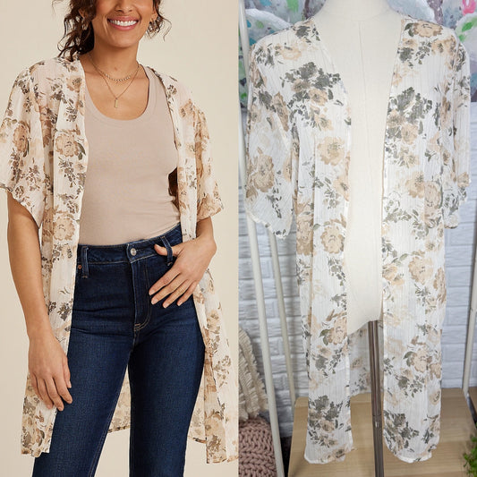 Maurice’s New Cream Floral Kimono (XS)