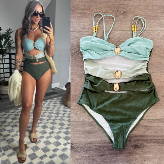 Verdusa Colorblock One Piece Swimsuit (L)