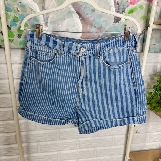 American Eagle Striped Denim Mom Shorts (8)