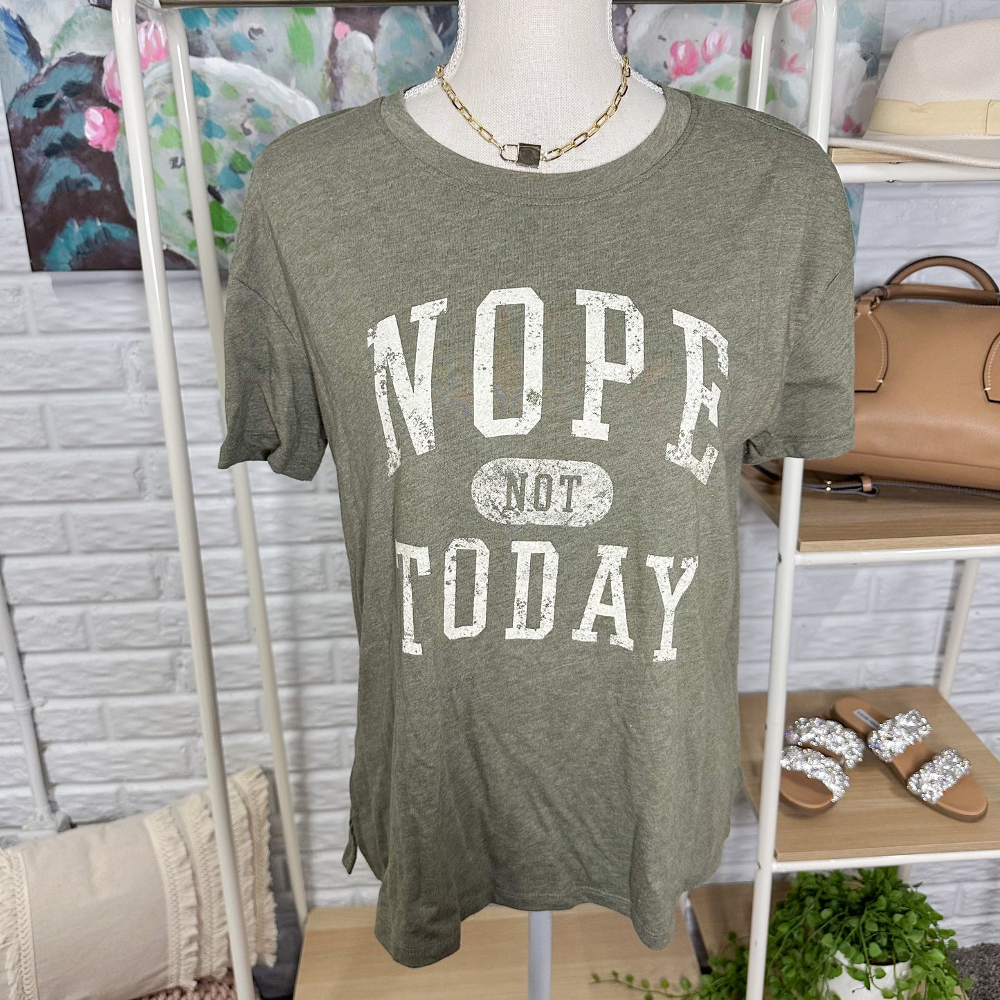 Maurice’s Green “Nope Not Today” Graphic Shirt Size Small