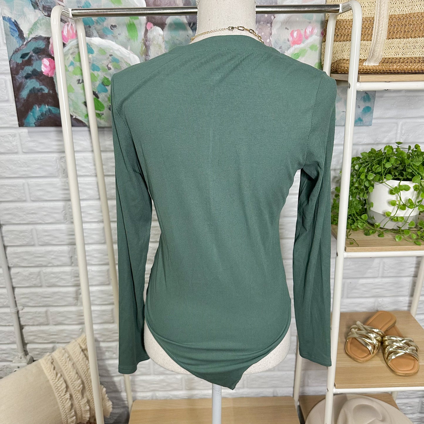 Missjoy Green Long Sleeve Bodysuit (XL)