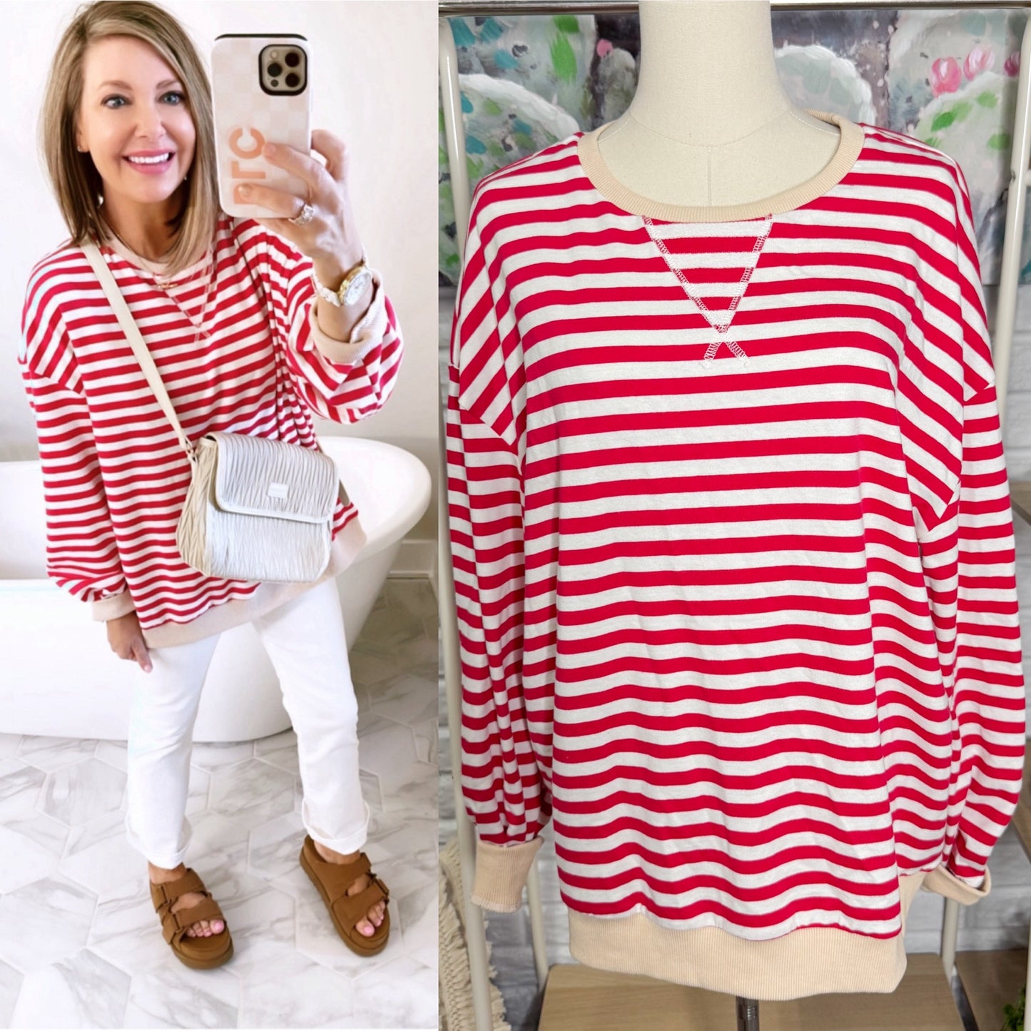 Fisoew Striped Oversized Pullover (S)