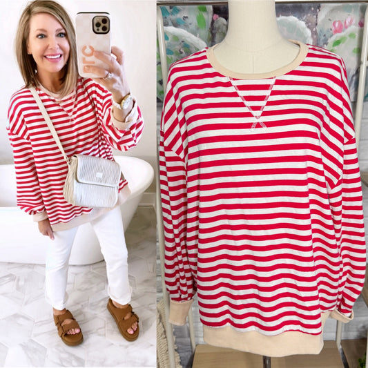 Fisoew Striped Oversized Pullover (S)
