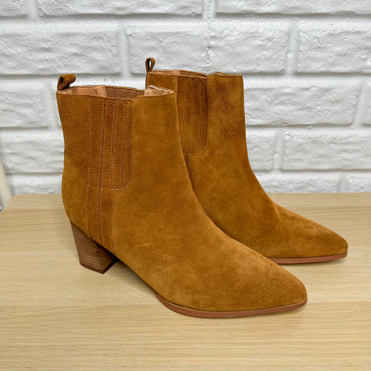 Tan Brown Suede Ankle Booties Size EU 41 / US 10