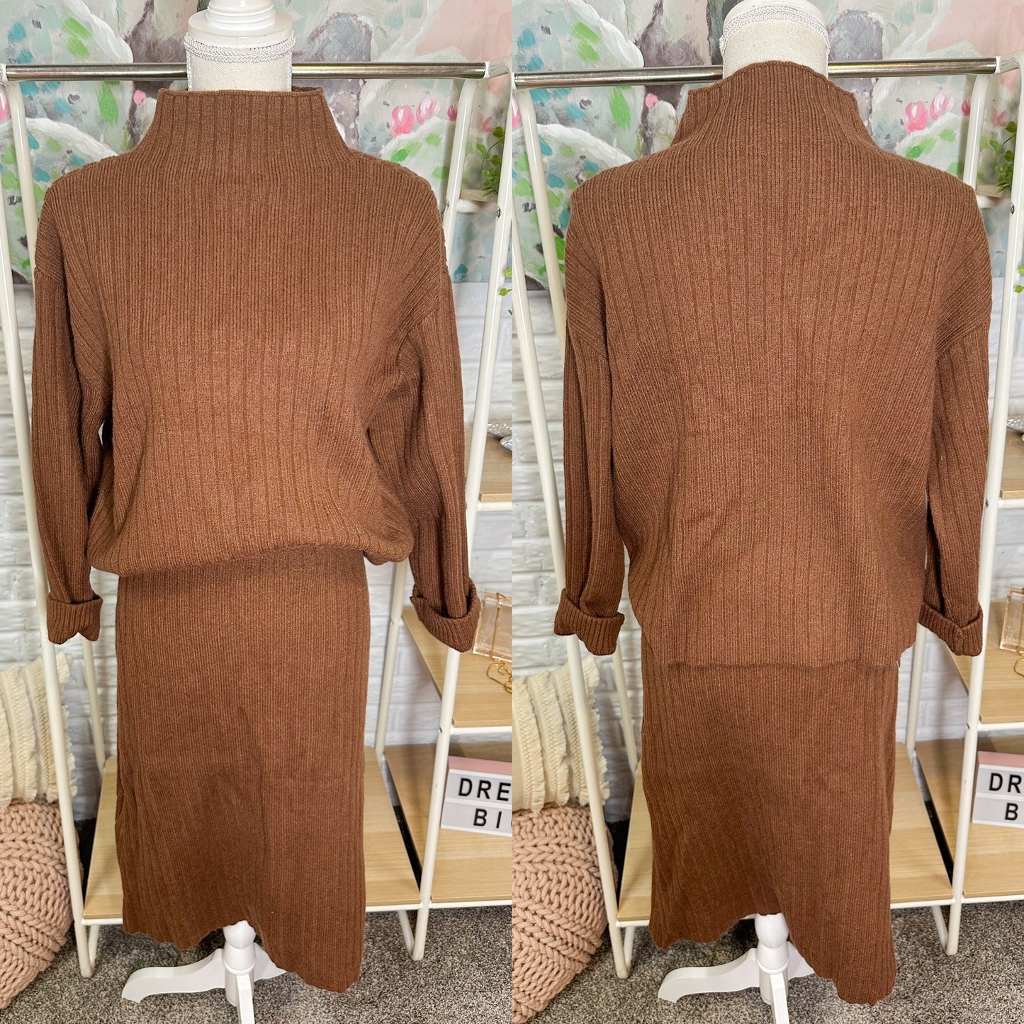 CHYRII New Brown Two Piece Sweater Set Size Small