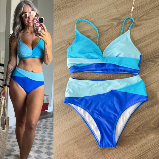 Adisputent New Blue Colorblock Bikini (M)