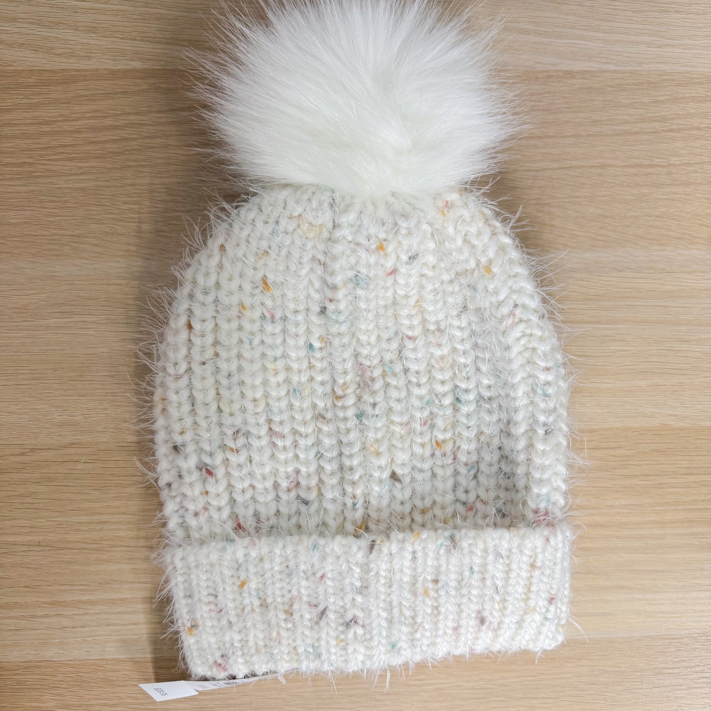 LOFT New White Marble Pom Beanie Hat