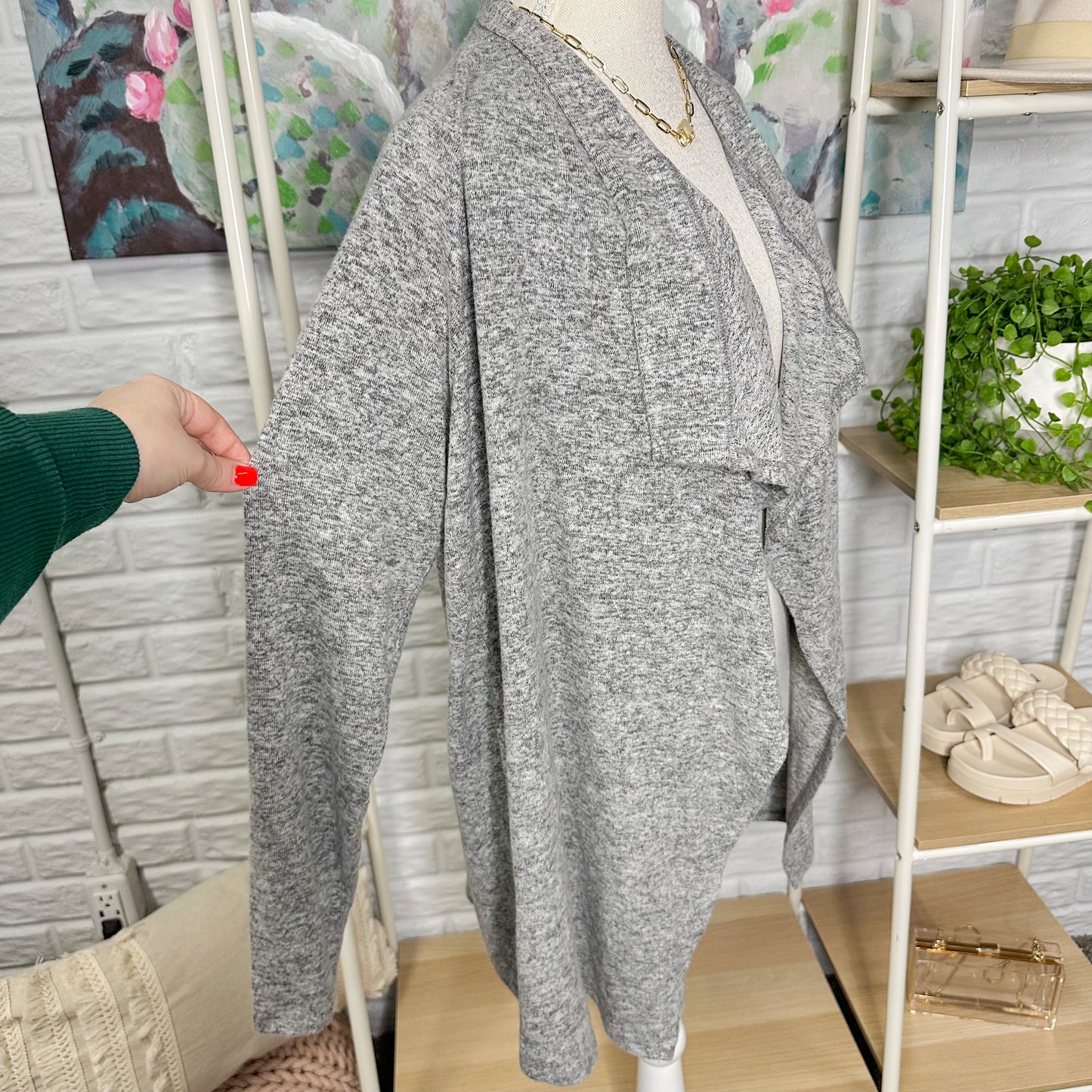 Gibsonlook New Grey Draped Cardigan Size XS