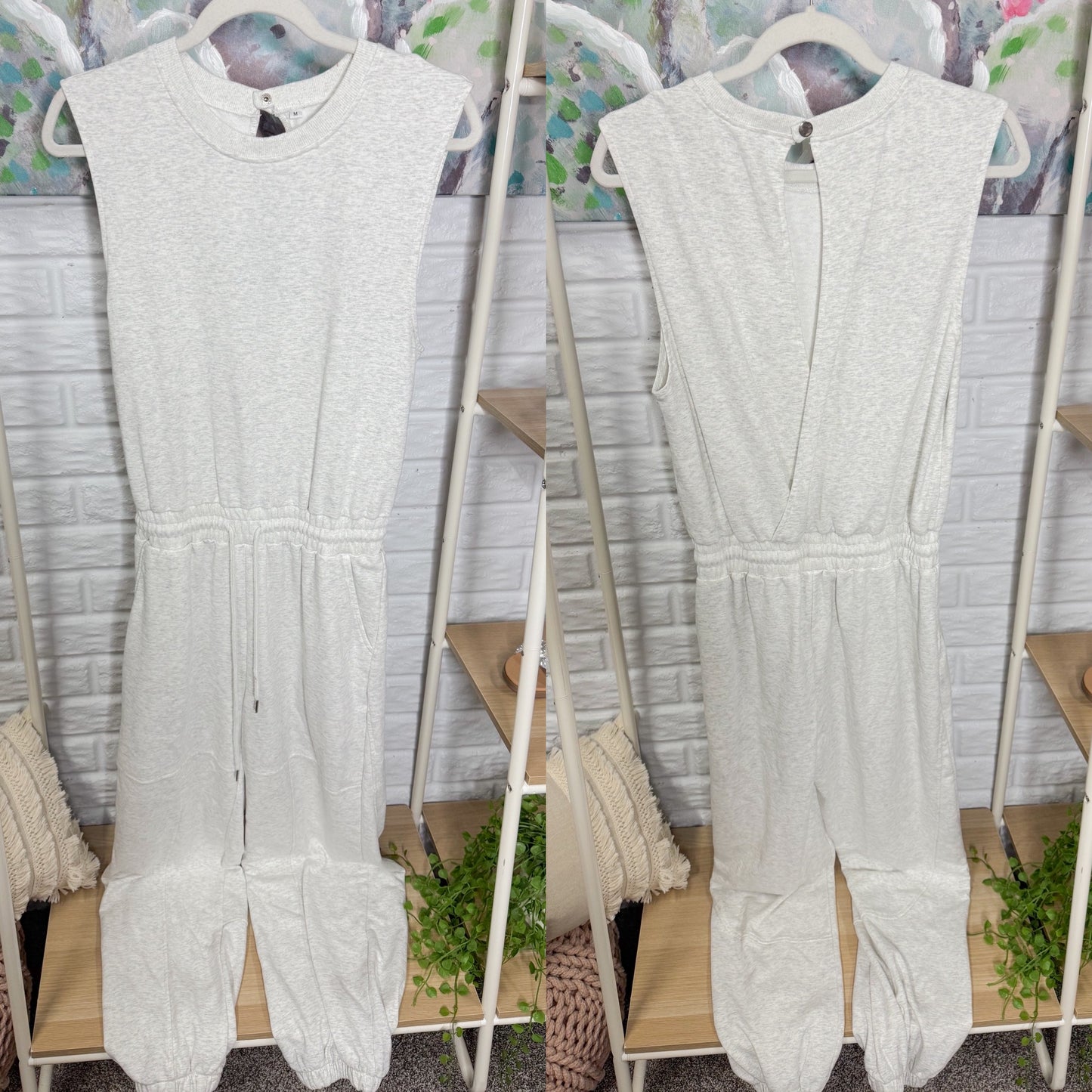 Anrabess Gray Sleeveless Jumpsuit (M)