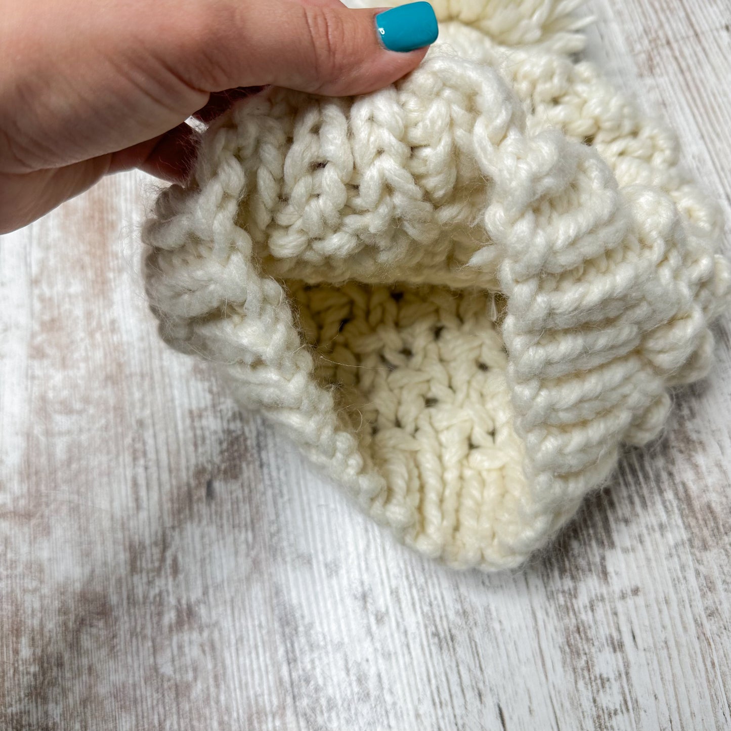 Cream Chunky Knit Beanie Hat