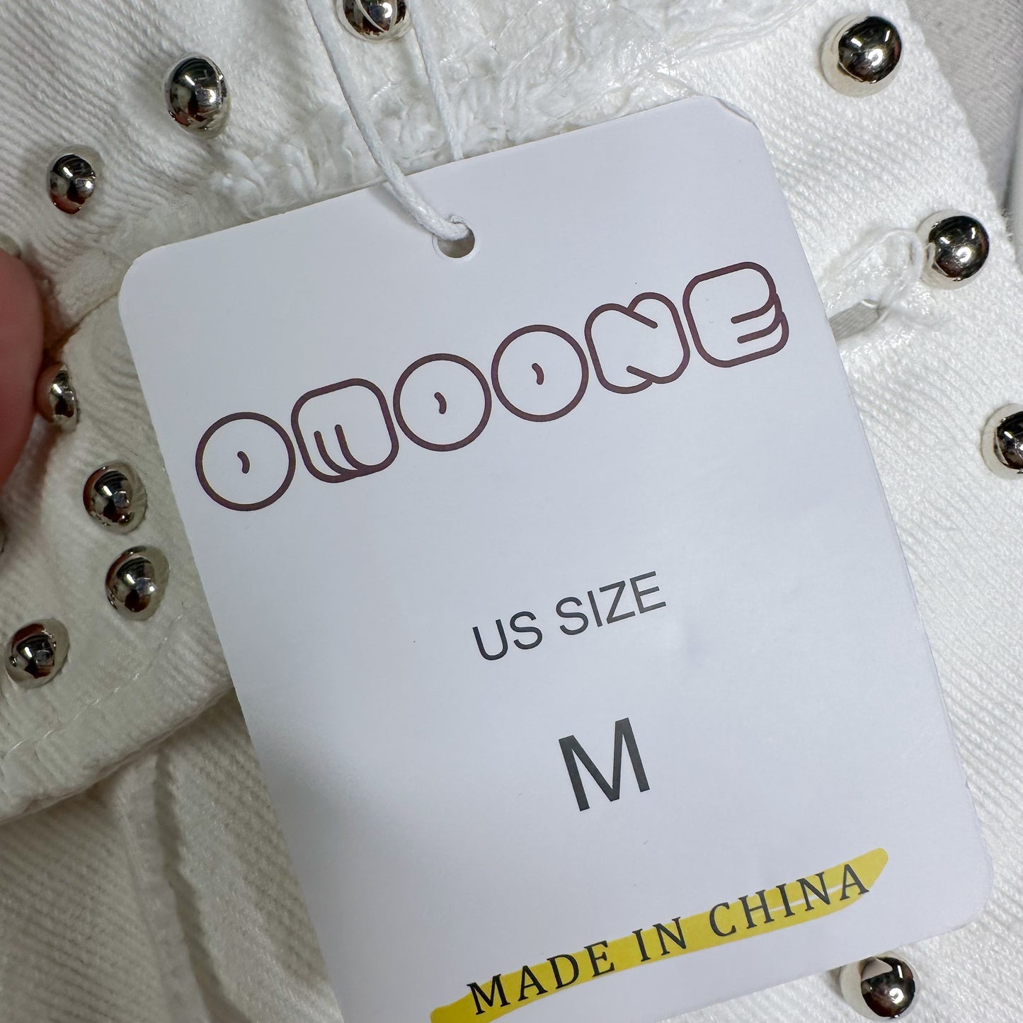 Omoone New White Studded Denim Jacket (M)