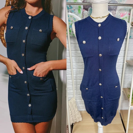 Cupshe New Navy Knit Mini Dress (M)