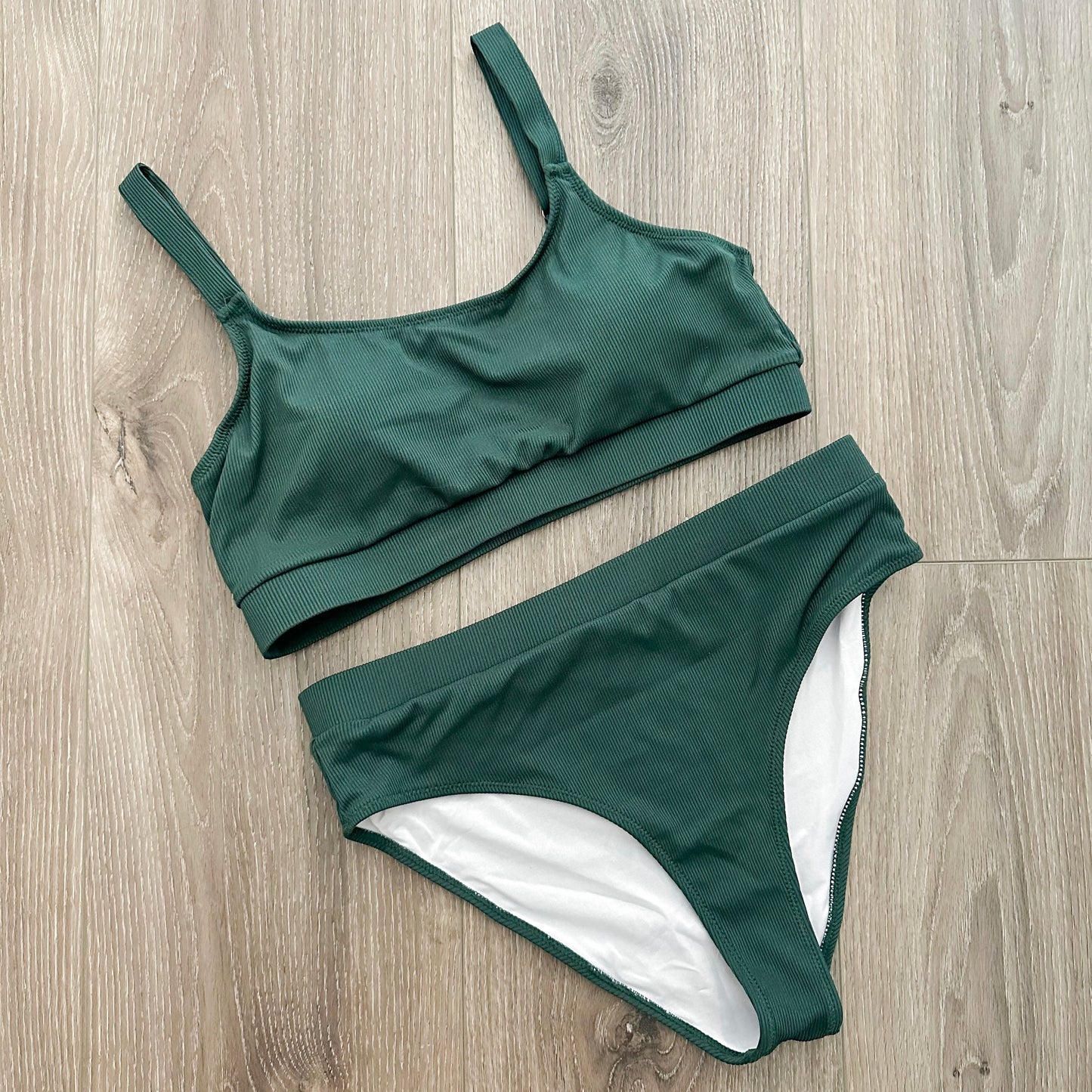 Lyaner New Dark Green Ribbed Bikini Size XL