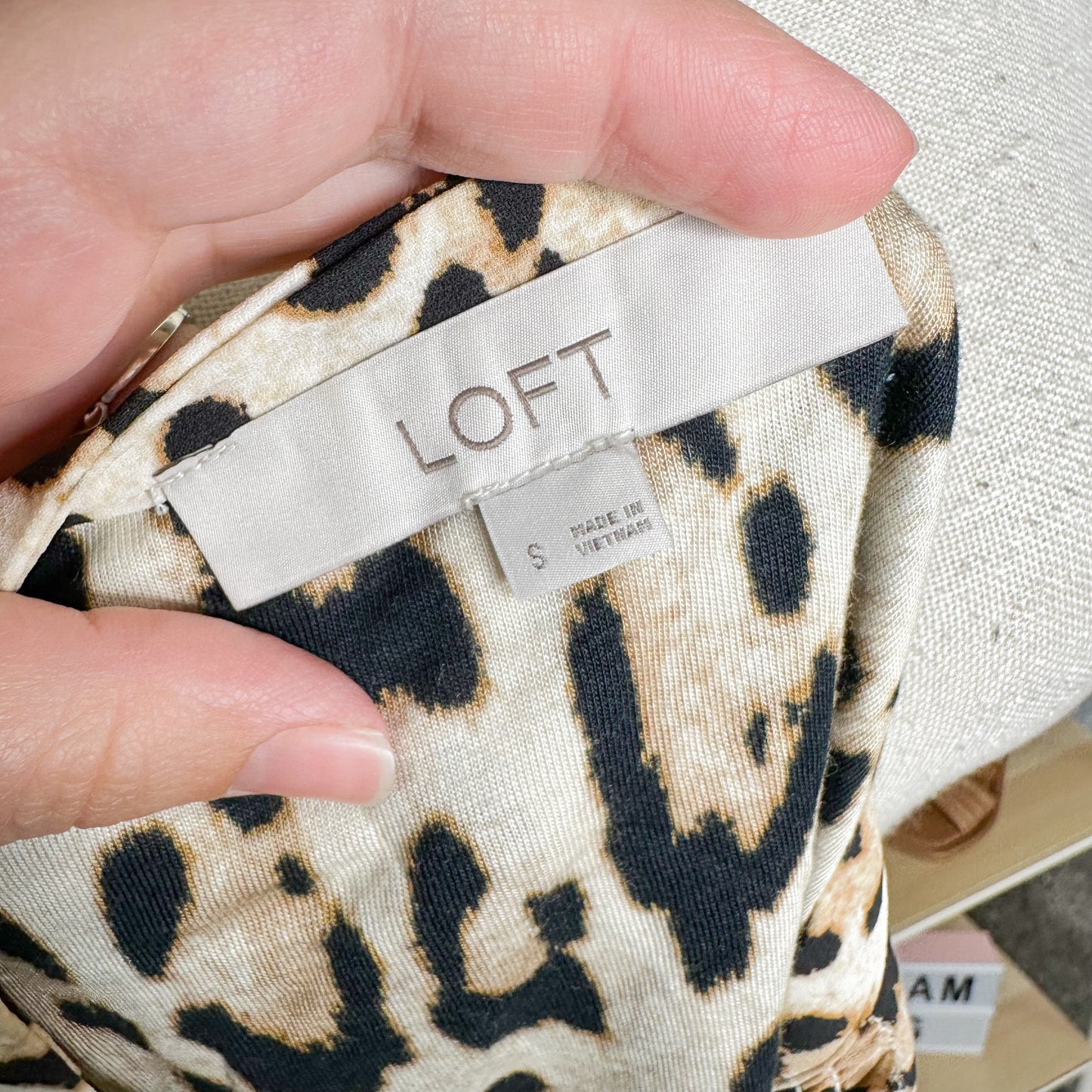 LOFT Leopard Print Smock Shell Sleeveless Blouse Size Small