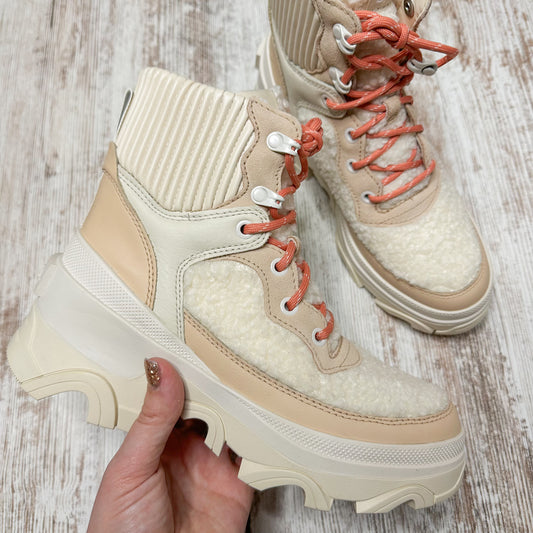 Sorel Brex Cozy Lace Up Boots Sherpa Lug Sole Combat Waterproof SZ 6