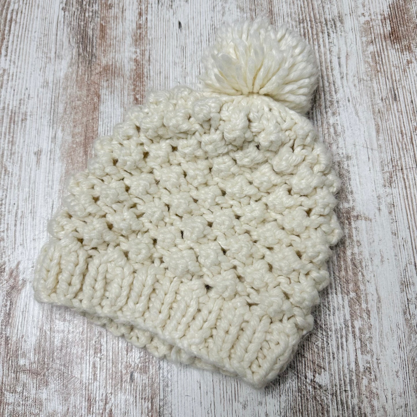 Cream Chunky Knit Beanie Hat